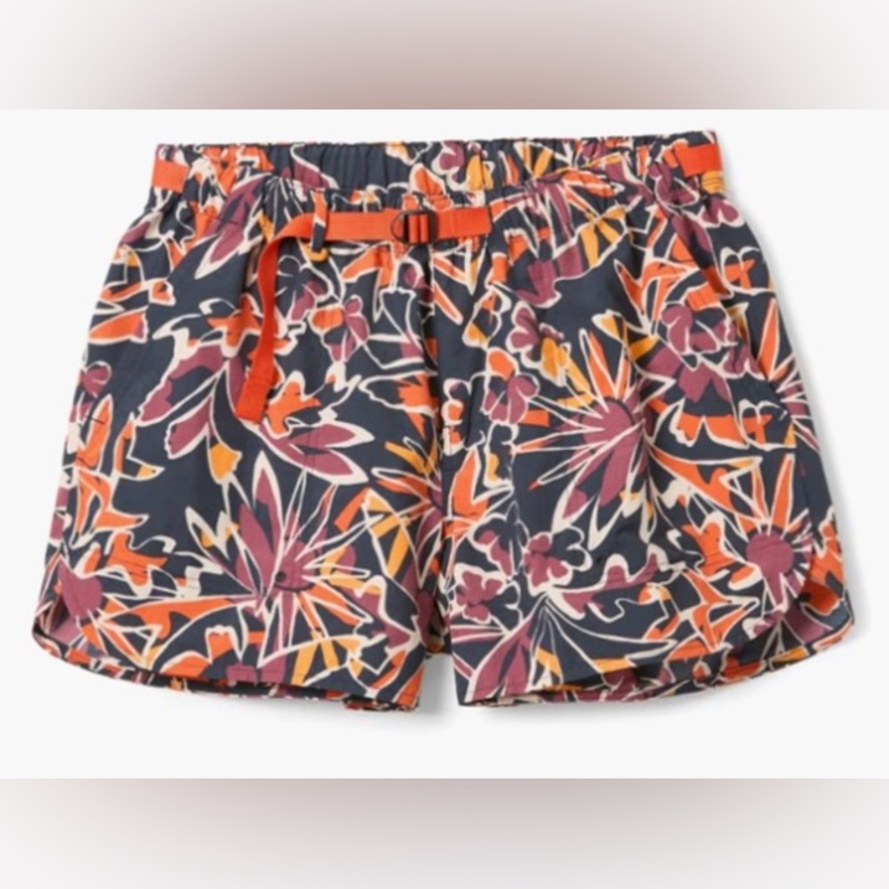 REI Floral Print Adventure Shorts in Navy, Orange, Mauve